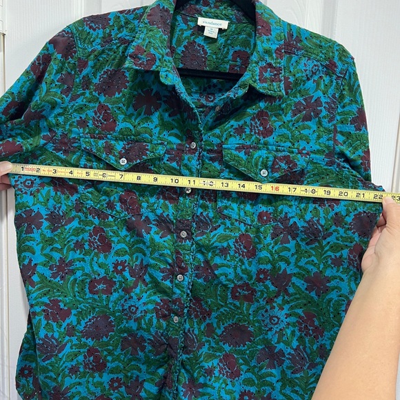 Sundance Rhea Eyelet Floral Button Down Shirt Boho Western Top Medium - Picture 9 of 10